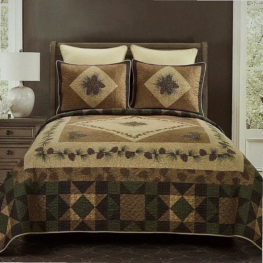 Donna Sharp Antique Pine Rustic Country Cabin Twin 2Pc Quilted Bedding Set