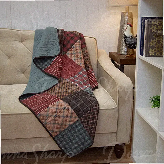 Donna Sharp Appalachia Plaid Pieced Cotton Quilted Throw Patchwork Rustic Lodge