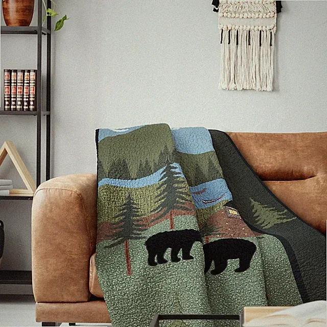 Donna Sharp Bear Lake Quilted Throw Blanket Wall Decor Cotton 50" x 60" Lodge