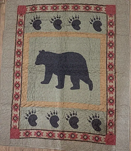 Donna Sharp Bear Lodge Quilt Throw Set w 2 Pillow Shams Rustic Cabin Bedding