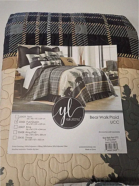 Donna Sharp Bear Walk Plaid Queen Sz Quilted Comforter With Standard Pillow Sham