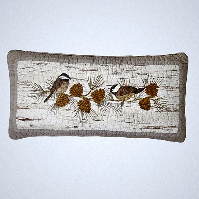 Donna Sharp Birch Forest Decorative Pillow Chickadee Cotton 11' x 22" Cozy Cabin