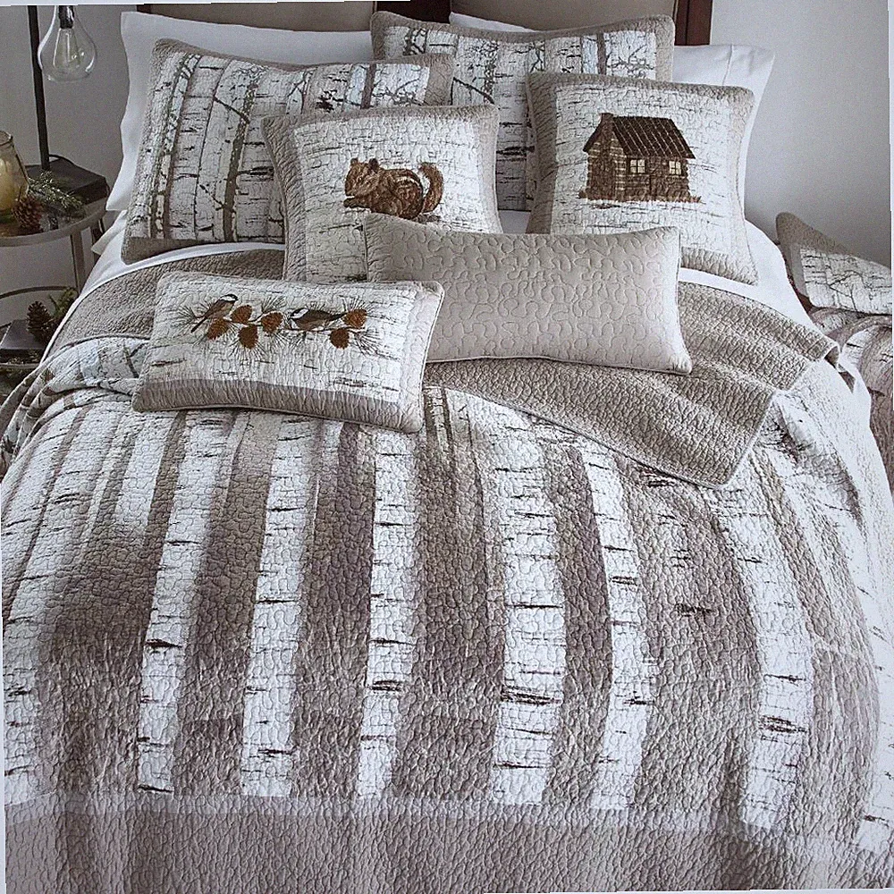 Donna Sharp Birch Forest **KING** Quilt Farmhouse Rustic Country Gray Brown New