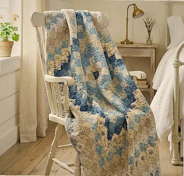 Donna Sharp Blue Diamond Quilted Polyester Throw Blanket 50 x 62