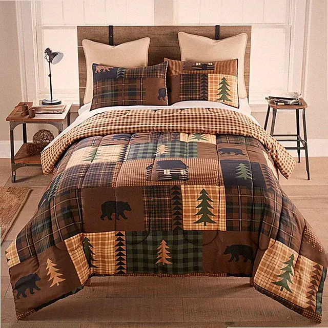 Donna Sharp Brown Bear Cabin Rustic Country Cottage Queen 3 PC Comforter Set