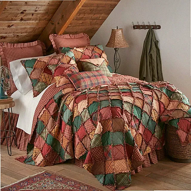 Donna Sharp Campfire Rag Quilt **KING** Rustic Country Lodge Patchwork Bedding