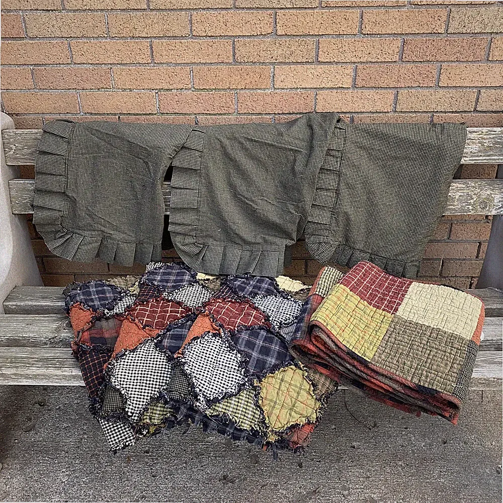 Donna Sharp Campfire Rustic Primitive Cabin Patchwork Shams Valance Euro Sham