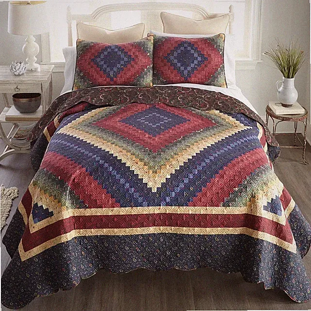 Donna Sharp Chesapeake Trip Around the World Country Cottage King 3 PC Quilt Set