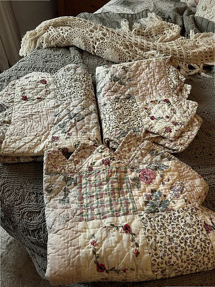 Donna Sharp Hand Quilted Country Patchwork Pillow Shams Set of 3 Standard 20X26