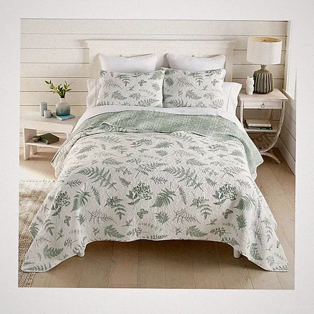 Donna Sharp King Bedding Set - 3 Piece - Botanical Quilt Set with Quilt and T...