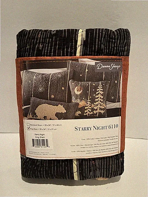 Donna Sharp King Pillow Sham 20" x 36" Starry Night 6110 Rustic Outdoor New