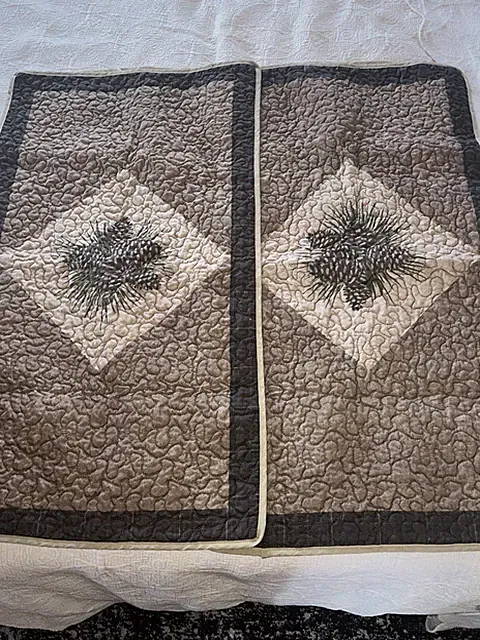 Donna Sharp King Pillow Sham Pinecones Lodge Cabin Decor Set 2