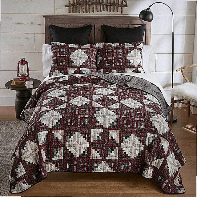 Donna Sharp Log Cabin Star Country Cottage Rustic King 3 PC Quilted Bedding Set