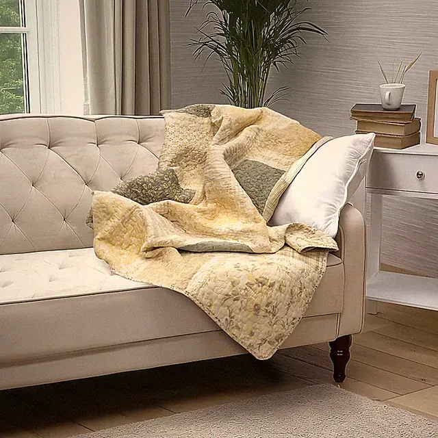 Donna Sharp Meadow Quilted Cotton Country Home Throw Blanket 50 x 60