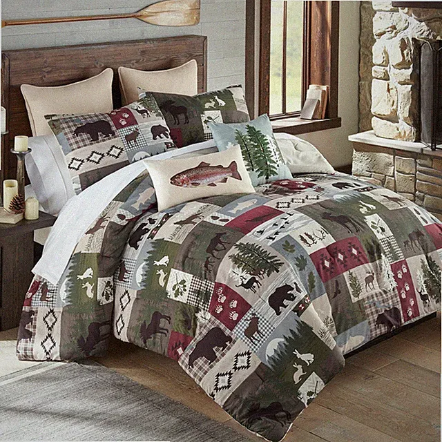 Donna Sharp Montana Forest Wildlife Rustic Lodge King 3-Pc Comforter Set Tan