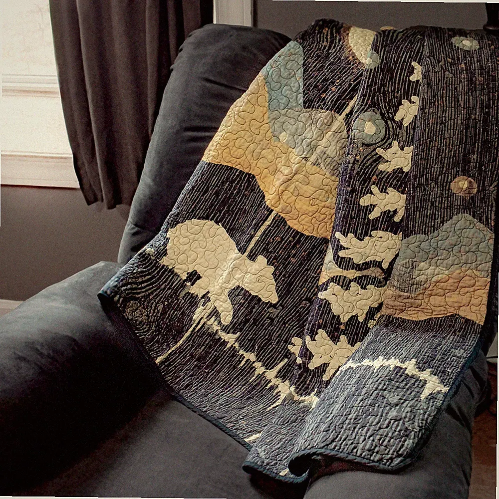 Donna Sharp Moonlit Bear Quilted Throw Blanket Wall Cotton 50" x 60" Lodge Blue