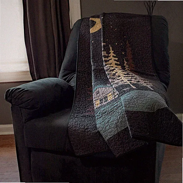 Donna Sharp Moonlit Cabin Quilted Throw Blanket Wall Cotton 50" x 60" Lodge Blue