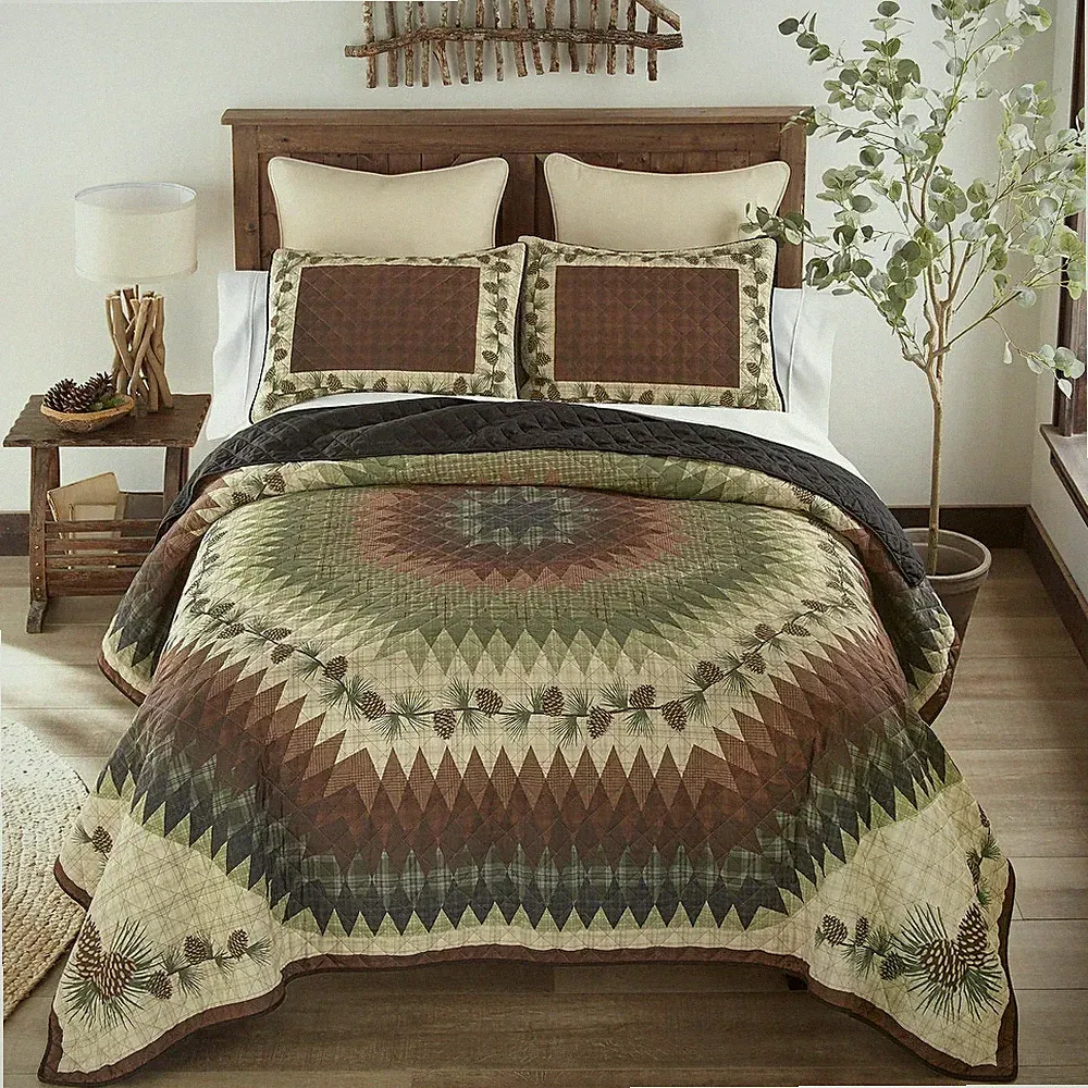 Donna Sharp Pine Circle Country Cottage Rustic Queen 3 PC Quilted Bedding Set