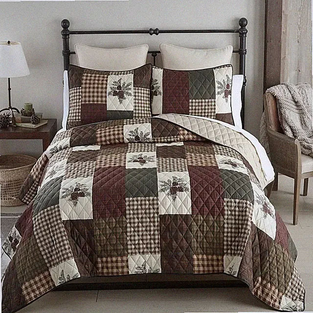 Donna Sharp Pine Panels Microfiber Ultra Soft Country Home King 3 PC Quilt Set