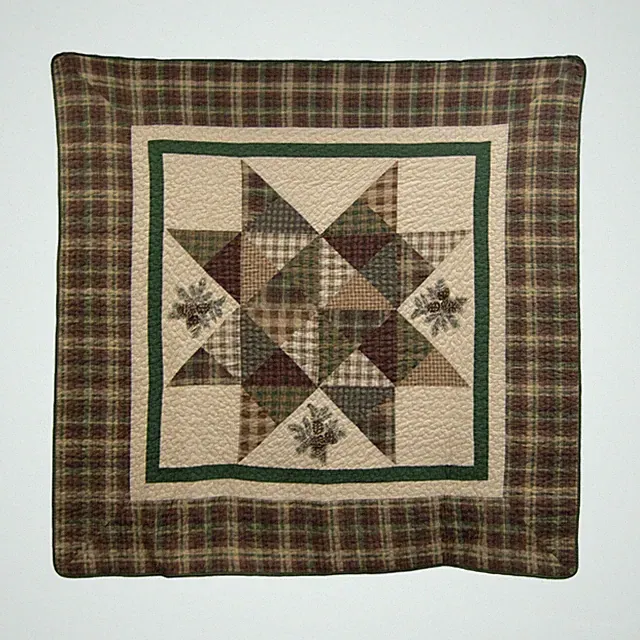 Donna Sharp Pine Star Cotton Embroidered Pinecones Cozy Throw Rustic Lodge Cabin