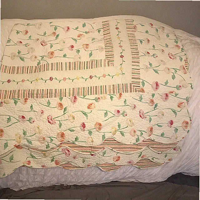 Donna Sharp Queen Size Roses Quilt 96x80” Reversible To Stripe