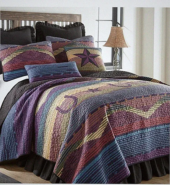Donna Sharp Quilt Colorful Texas Star Western Horseshoe Rustic Country KING