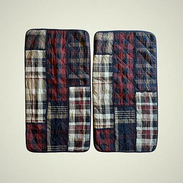 Donna Sharp Quilted Patchwork King Plaid Pillow Shams Red Navy Cabincore Cottage