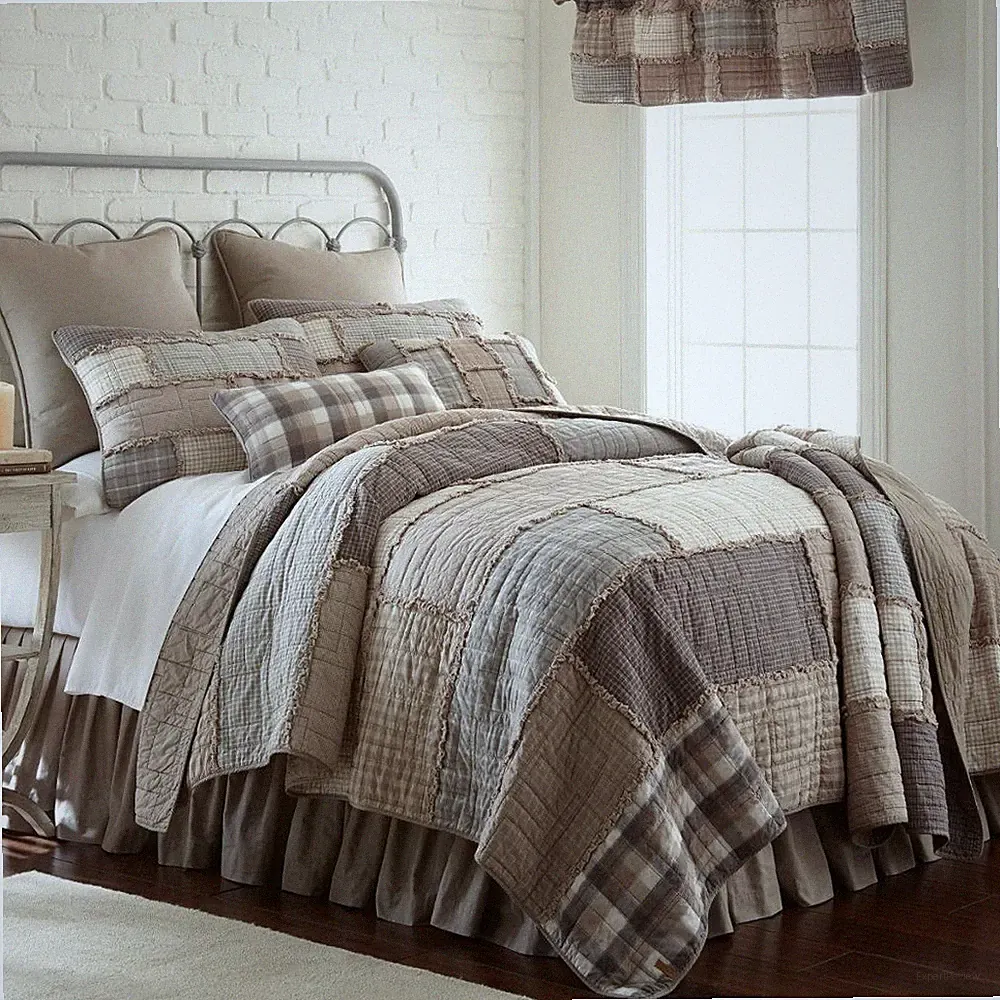 Donna Sharp Smoky Cobblestone *KING* Quilt Rag Quilted Country Rustic Farmhouse