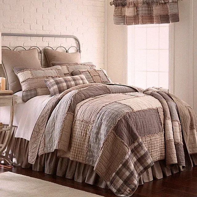 Donna Sharp Smoky Cobblestone **QUEEN** Quilt Rag Country Rustic Farmhouse Gray