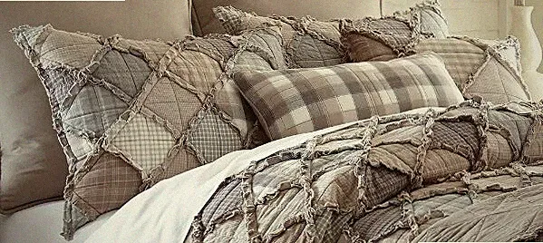 Donna Sharp Smoky Mountain Rag Quilted Country Farmhouse Rustic Shams (2)