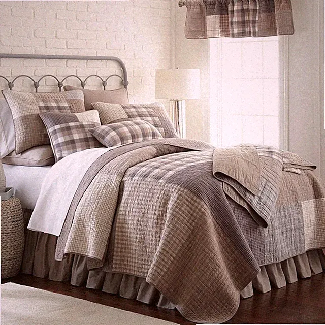 Donna Sharp Smoky Square **KING** Quilt Farmhouse Country Rustic Patchwork Gray