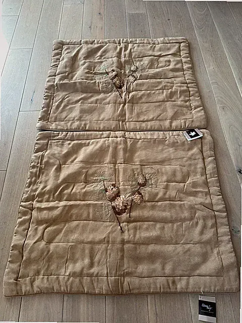 Donna Sharp Standard Pillow Sham Pinecones Lodge Cabin Decor ￼Plaid ￼Brown Set 2