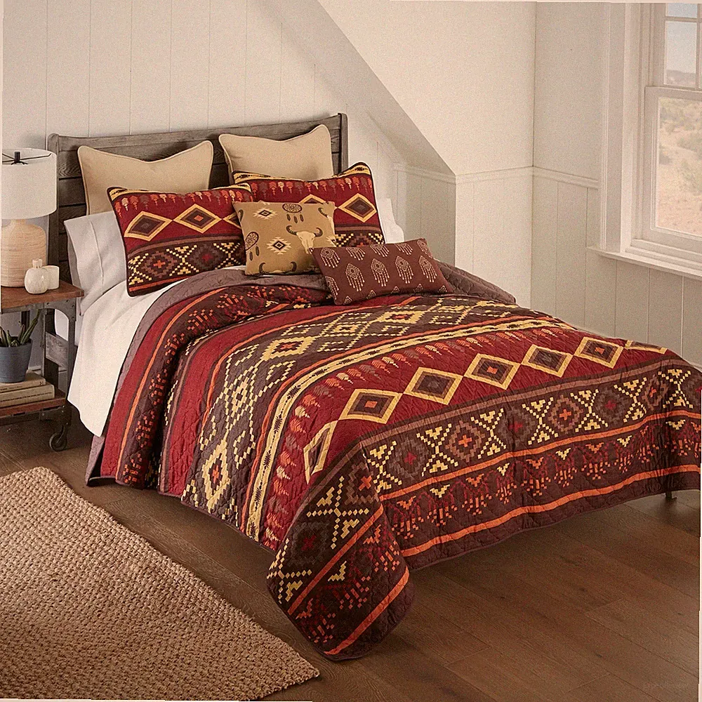 Donna Sharp Western Tapestry 3-Pc King Quilt Set Southwestern Wild West Cowboy