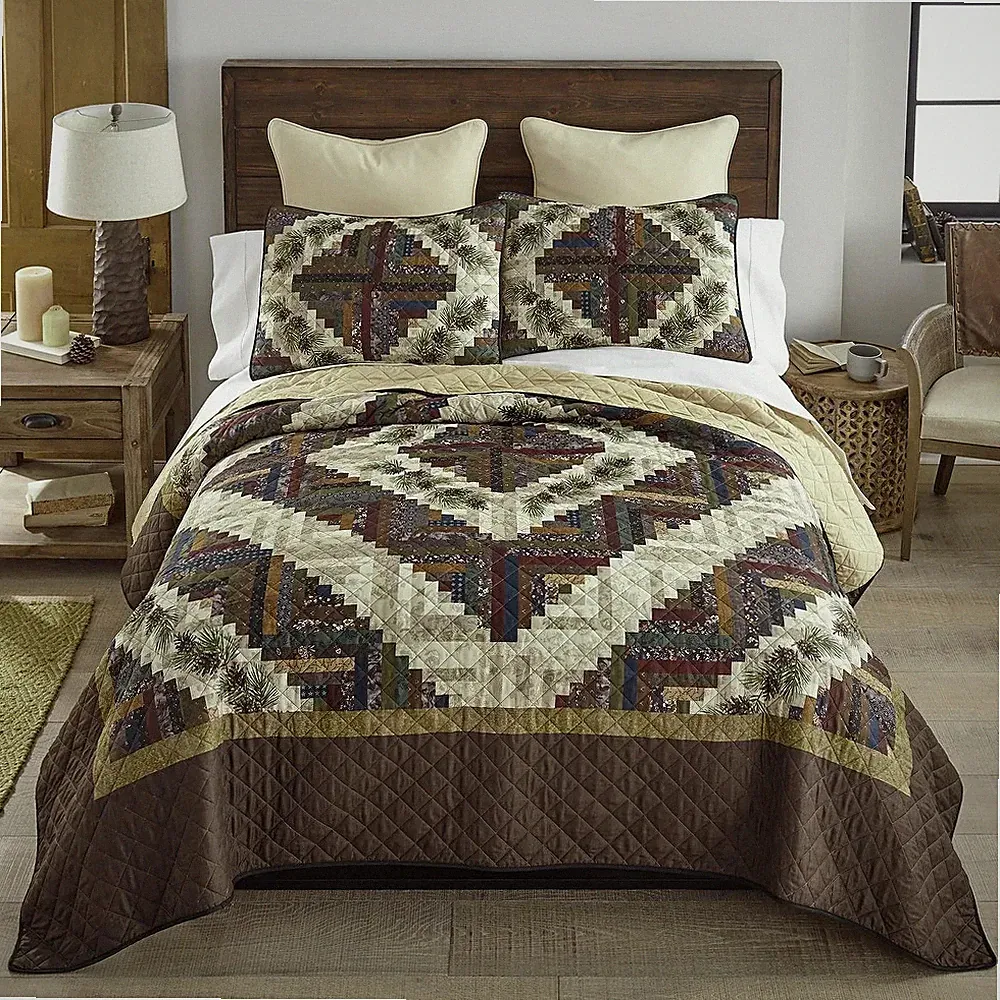 Donna Sharp Whitley Patchwork Rustic Country Cottage King 3 PC Quilt Set