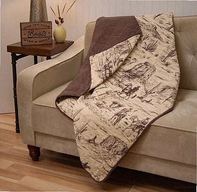 Horse Cowboy Printed Quilted Throw Blanket Southwestern Ranch Bedding