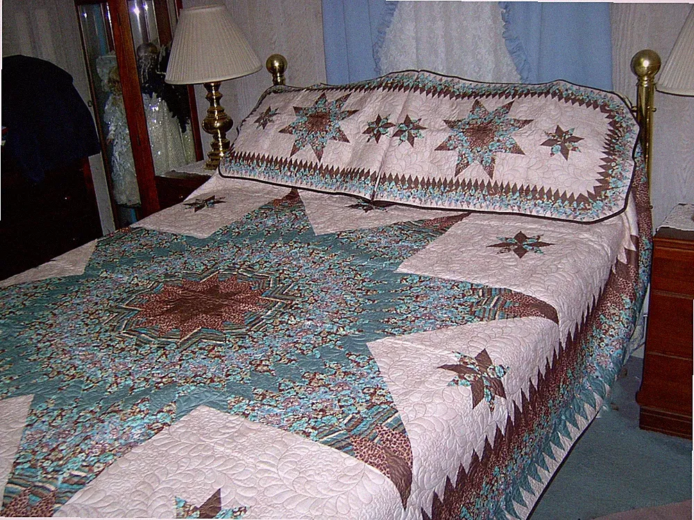 New Donna Sharp King Sea Breeze Star Quilt Set / King Shams / 110x96 NEW